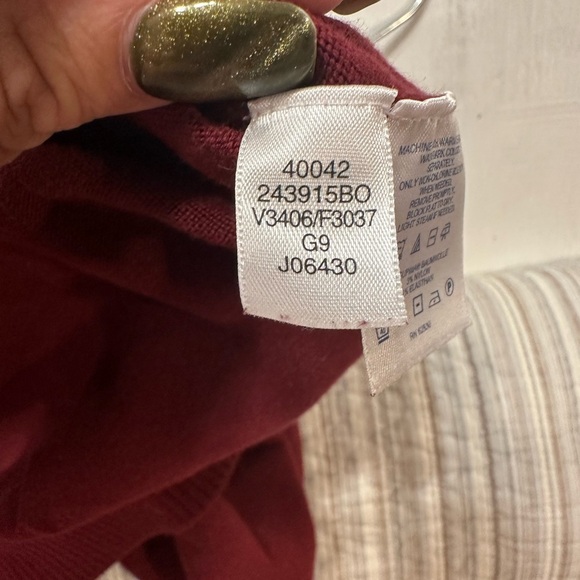 Lands’ End Women’s Twinset Sweater Cardigan & Shell Dark Burgundy L/P Cotton - Picture 7 of 11